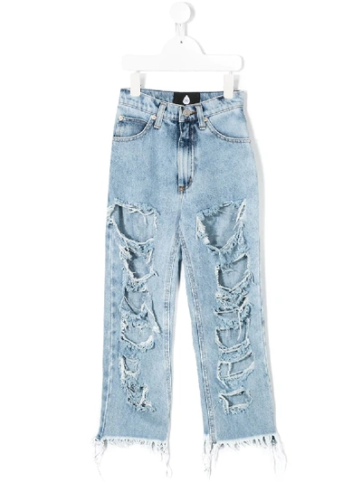 Duo Kids' Slim Ripped Jeans In Blue