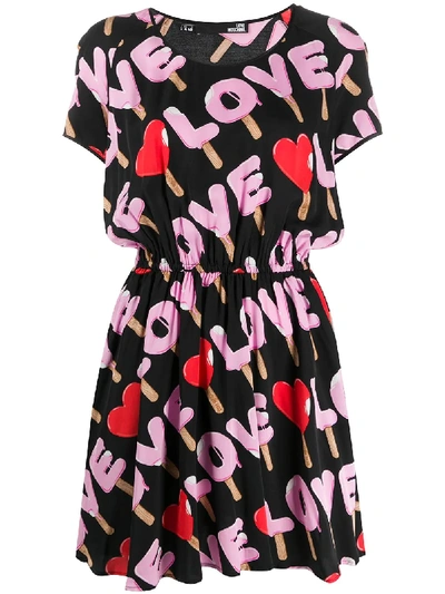 Love Moschino Love Flared T-shirt Dress In Black
