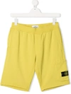 Stone Island Junior Teen Compass-patch Track Shorts In Yellow