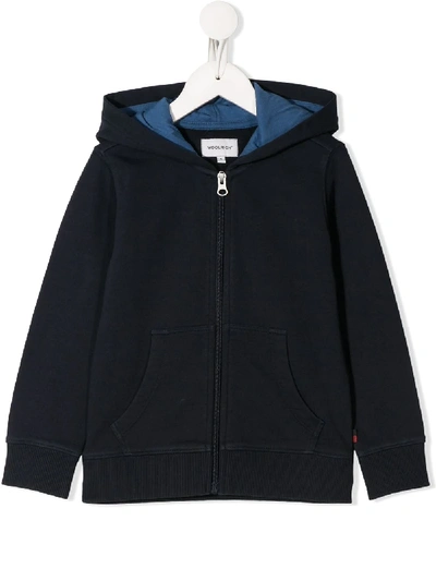 Woolrich Kids' Solid-color Zip-up Hoodie In Blue