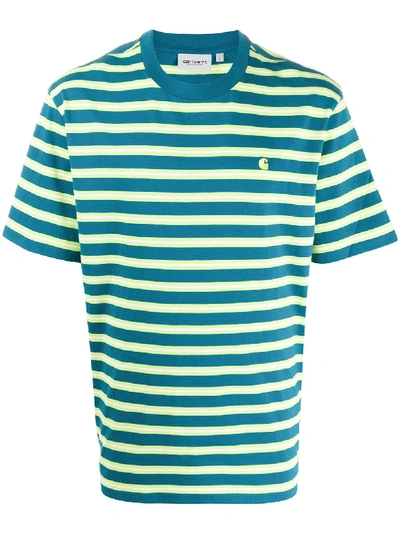 Carhartt Oakland Striped Cotton T-shirt In Blue