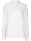 Alex Perry Ashton Textured Long Sleeve Shirt In White