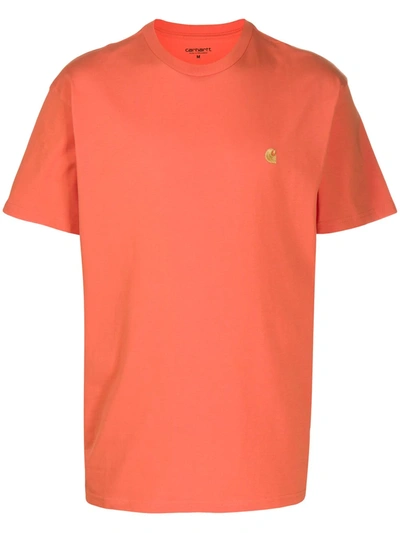 Carhartt Chase Embroidered Logo Cotton T-shirt In Red