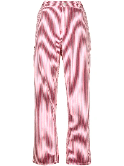 Carhartt Striped Trousers In Red