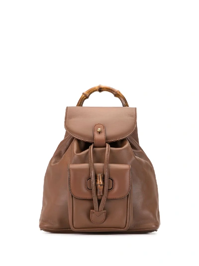 Pre-owned Gucci Bamboo Handle Backpack In Brown