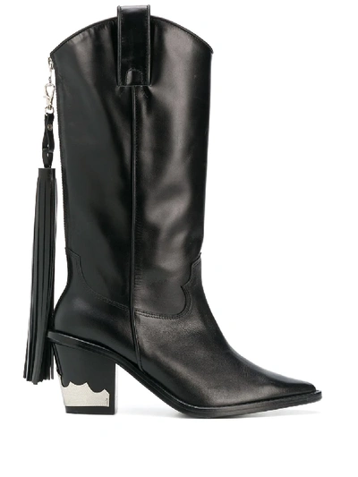 Toga Cowboy Pointed Boots In Black