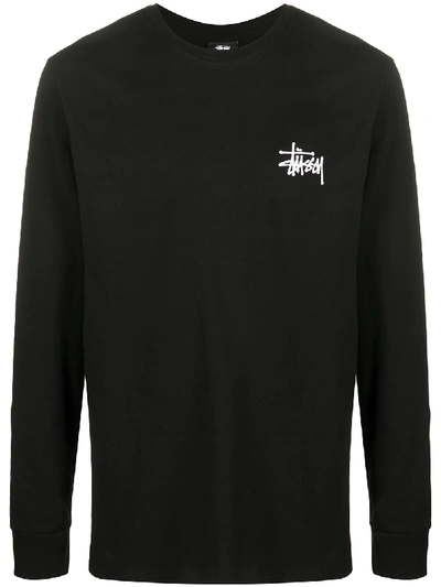 Stussy Logo-print Long-sleeved T-shirt In Black