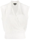 THEORY DRAPED WRAP FRONT BLOUSE