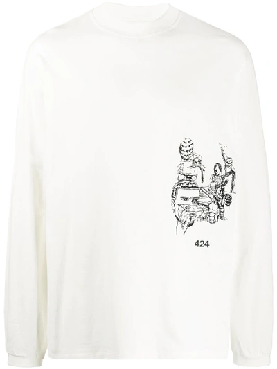 424 Logo Graphic Print Sweatshirt In White