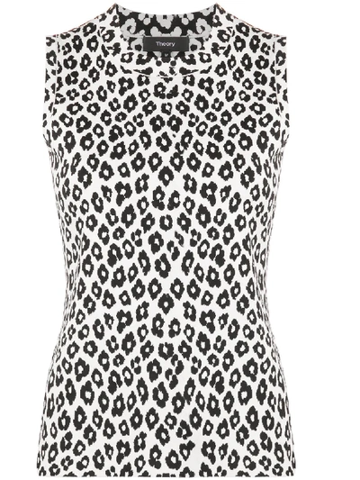 Theory Leopard-print Tank Top In Black