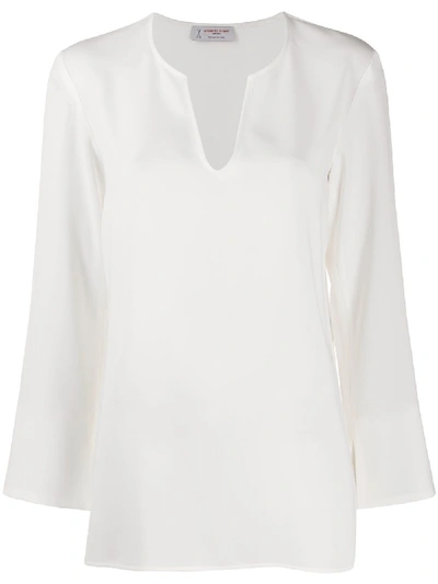 Alberto Biani V-neck Loose-fit Blouse In White