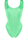 Reina Olga Shirred Stretch Swimsuit In Green