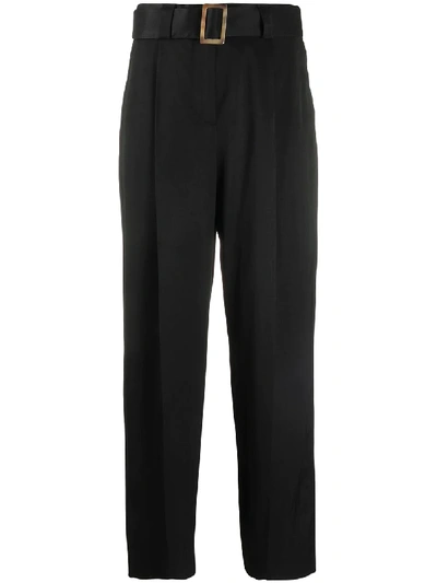 Pt01 Belted Straight-leg Trousers In Black