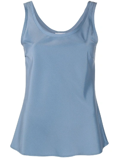 Tonello Round Neck Satin Tank Top In Blue