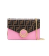 FENDI Pink And Brown Mini Wallet On Chain