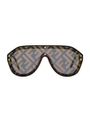 Fendi Men's 99mm Logo Fashion Shield Sunglasses In Black Gold