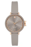 Kate Spade Women's Park Row Gray Silicone Strap Watch 34mm In Grey/ Rose Gold