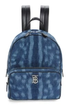BURBERRY QUILTED CHECK BLEACHED DEER DENIM BACKPACK,8026839