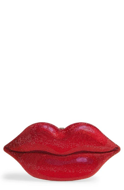 Judith Leiber Hot Lips Crystal Clutch Bag In Siam/ Silver Light