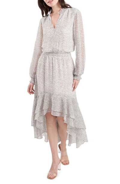 1.state Serene Womens Chiffon Smocked Maxi Dress In New Ivory Multi