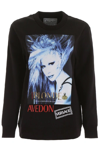 Versace Donatella Print Sweatshirt In Black