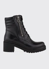 Moncler Viviane Leather Ankle Boots In Black