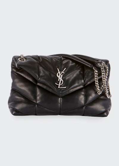 Saint Laurent Lou Puffer Small Ysl Shoulder Bag In Quilted Leather In Nero