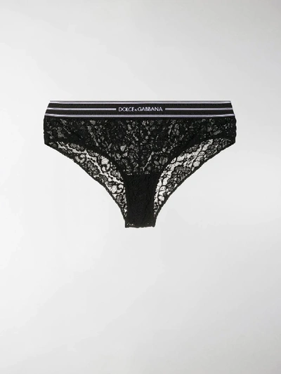 Dolce & Gabbana 花卉蕾丝三角裤 In Black