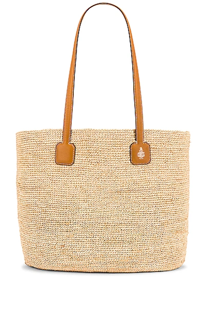 Mark Cross Cote D'antibes Raffia Tote Bag In Luggage