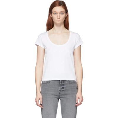 Frame Easy Scoop Neck Organic Linen T-shirt In White
