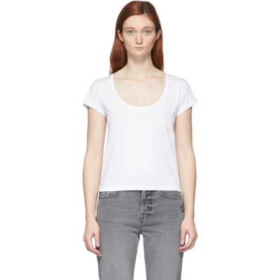 Frame Easy Scoop Neck Organic Linen T-shirt In Blanc