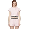 ALEXANDER WANG T PINK STRETCH LOGO CAP SLEEVE HOODIE