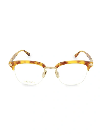 Gucci Women's Novelty 50mm Clubmaster Optical Glasses In Havana Gold