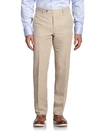 SAKS FIFTH AVENUE COLLECTION BY SAMUELSOHN CLASSIC-FIT LINEN & SILK TROUSERS,0400012441250
