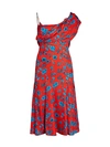 VERSACE ONE-SHOULDER DRAPED FLORAL DRESS,0400012522001