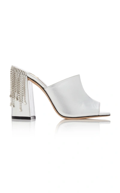 Jimmy Choo Baia 100 Leather Mules In Silver