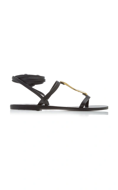 Ancient Greek Sandals Nemesis Metal-detailed Leather Lace-up Sandals In Black