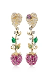 ANABELA CHAN STRAWBERRY VINE 18K GOLD MULTI-STONE DROP EARRINGS,826811