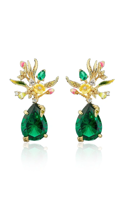 Anabela Chan Women's Convertible Mini Posie Emerald 18k Gold Vermeil Earrings In Multi