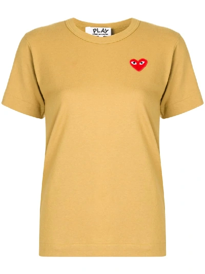 Comme Des Garçons Play Embroidered Heart Patch Slim Fit T-shirt In White
