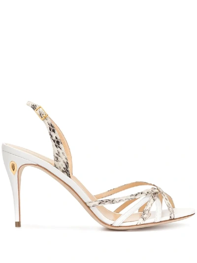 Jennifer Chamandi Dressing Gownrto Open-toe Sandals In White