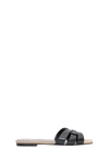 Saint Laurent Nu Pieds Woven Leather And Canvas Slides In Nero