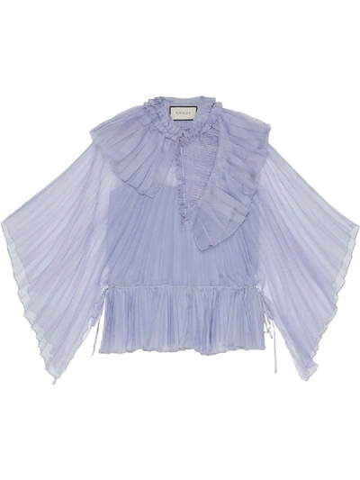 Gucci Ruffled Collar Pleated Blouse In Purple