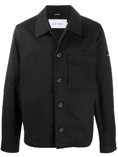 Calvin Klein Long Sleeve Flap Pocket Jacket In Black