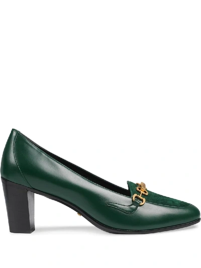 Gucci Gg Logo Pumps In Green