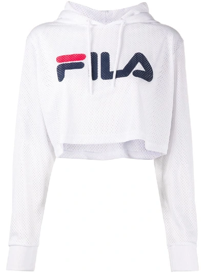 Fila Cropped Mesh Hoodie In White