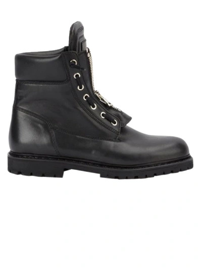 Balmain Black Leather Combat Boots