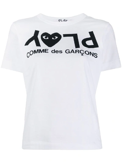 Comme Des Garçons Play Logo Print Relaxed Fit T-shirt In White