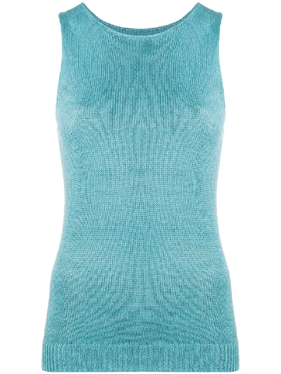 Theory Slim-fit Knitted Top In Blue