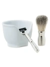 BEY-BERK 3-PIECE MACH3 RAZOR, BADGER BRUSH & PORCELAIN SOAP DISH SET,0400010927819